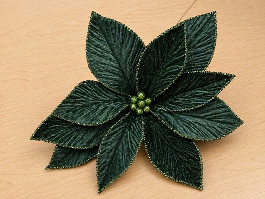 HB Velvet Poinsettia on Stem Hunter Grn