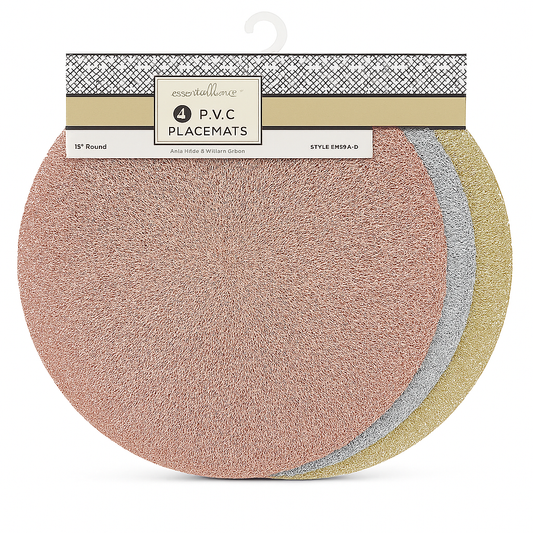 Metallic Placemats PVC Round 4pc