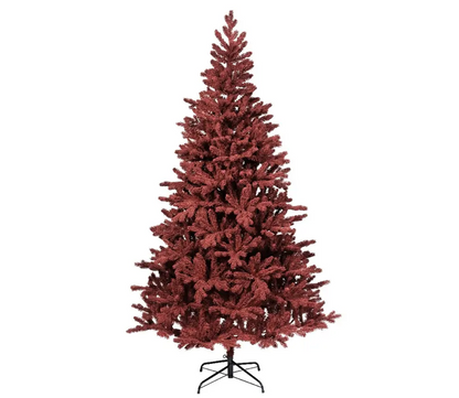 Artificial Burgundy Fir Flock Hinged Tree 8ft