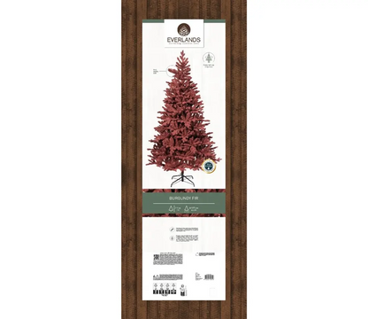 Artificial Burgundy Fir Flock Hinged Tree 8ft