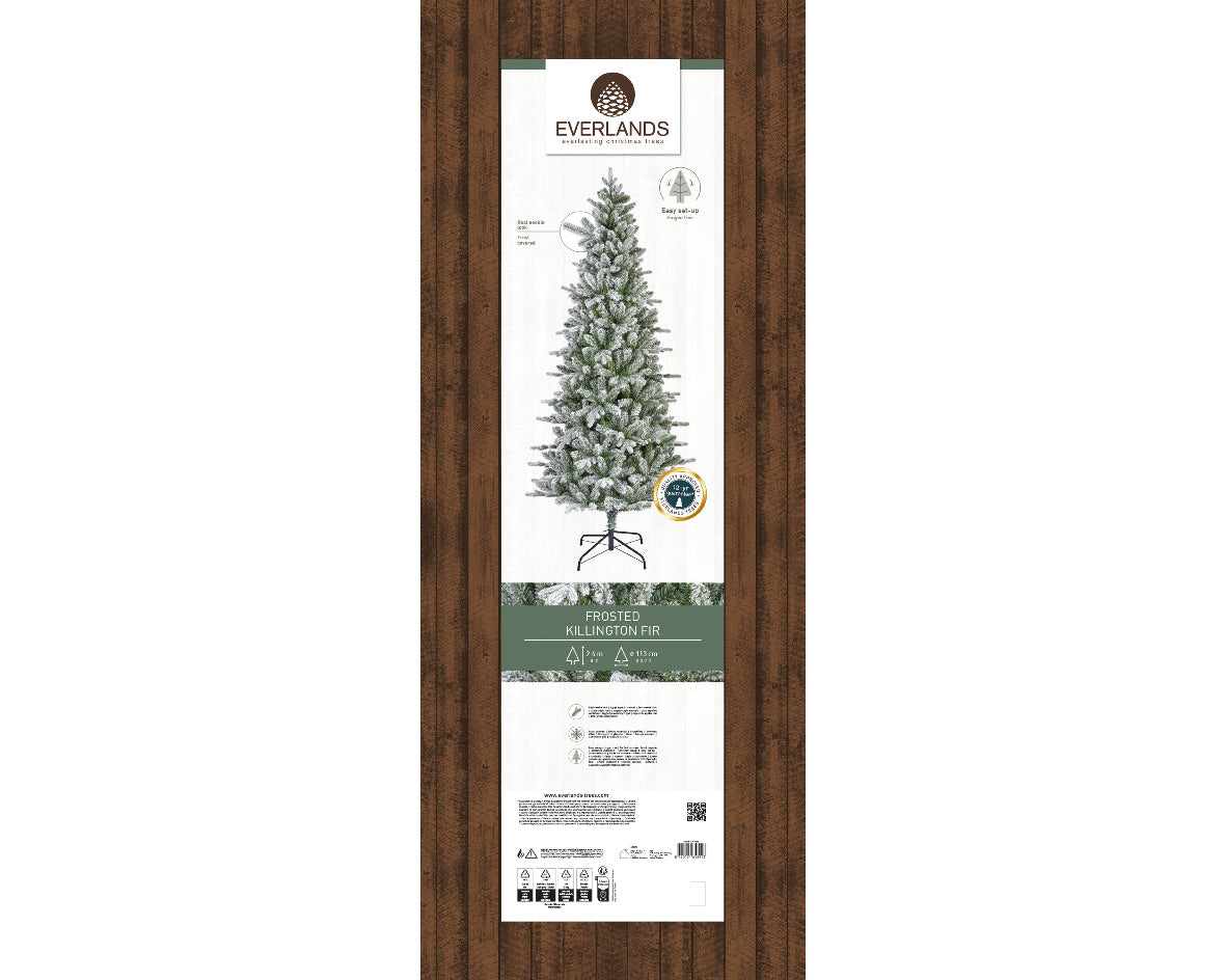 Artificial Killington Fir Frosted Hinged Tree 8ft