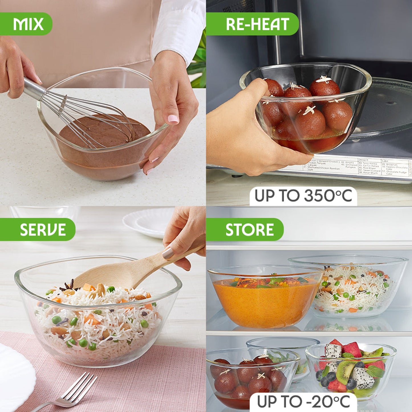 Boro Glass Mixing Bowl Set 3pc