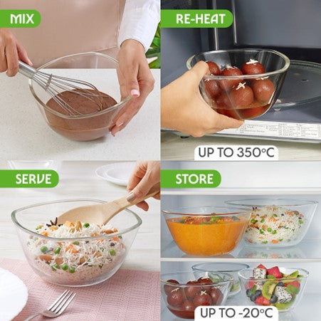 Boro Glass Mixing Bowl Set 3pc