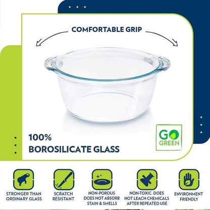 Boro Rnd Deep Casserole Glass Dish w/Flat Lid 1.75L