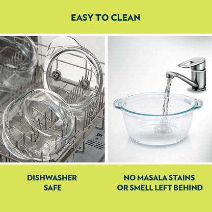 Boro Rnd Deep Casserole Glass Dish w/Flat Lid 1.75L