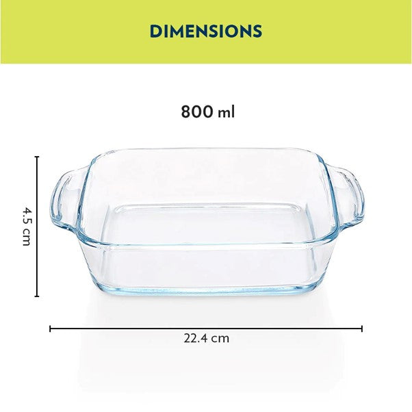 Boro Sq Glass Dish w/Handle 800ml