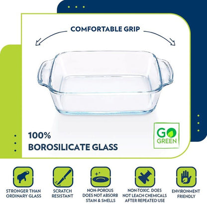 Boro Sq Glass Dish w/Handle 800ml