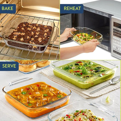 Boro Sq Glass Dish w/Handle 800ml