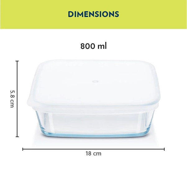 Boro Sq Glass Baking Dish w/Lid 800ml