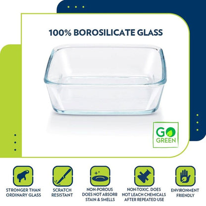 Boro Sq Glass Baking Dish w/Lid 800ml