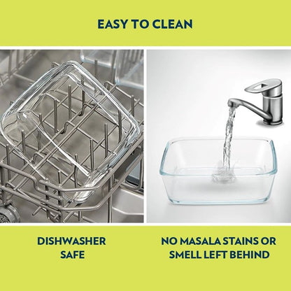 Boro Sq Glass Baking Dish w/Lid 800ml