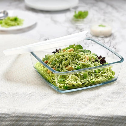 Boro Sq Glass Baking Dish w/Lid 800ml