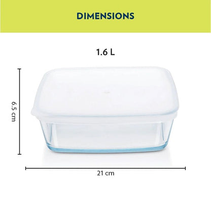 Boro Sq Glass Baking Dish w/Plastic Lid 1.6L