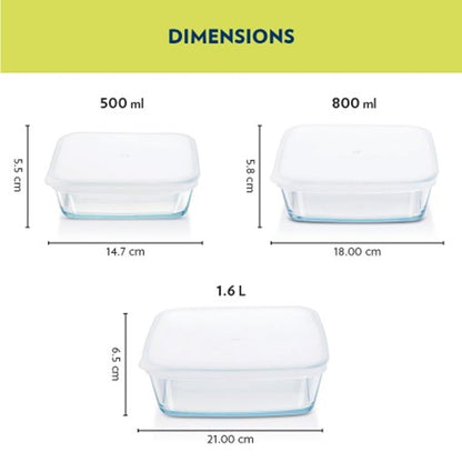 Boro Glass Dish Set w/Plastic Lids 3pc