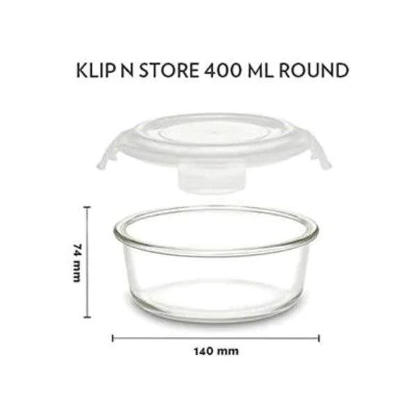 Boro Rnd Glass Bowl w/Clip Lid 400ml