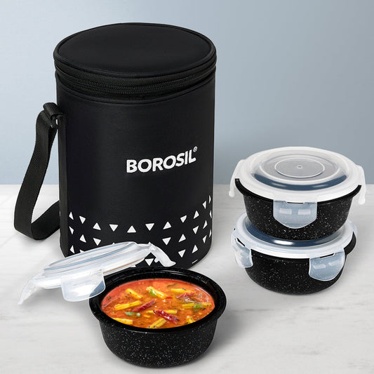 Boro Tiffin Lunch Bag Set w/Bowls Blk
