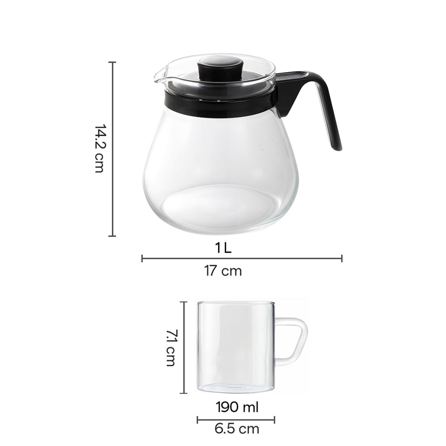 Boro Glass Coffee and Tea Set 6pc