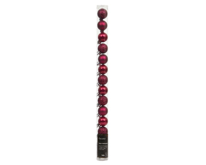 Shatterproof Mini Baubles 14pcs Burg