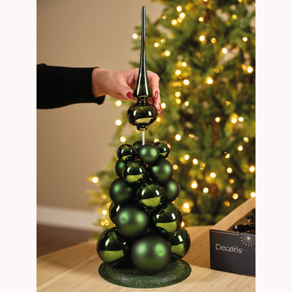 Baubles Cmas Glass Pine Green
