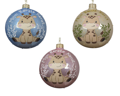 Glass Bauble Baby Ornament 3Asst