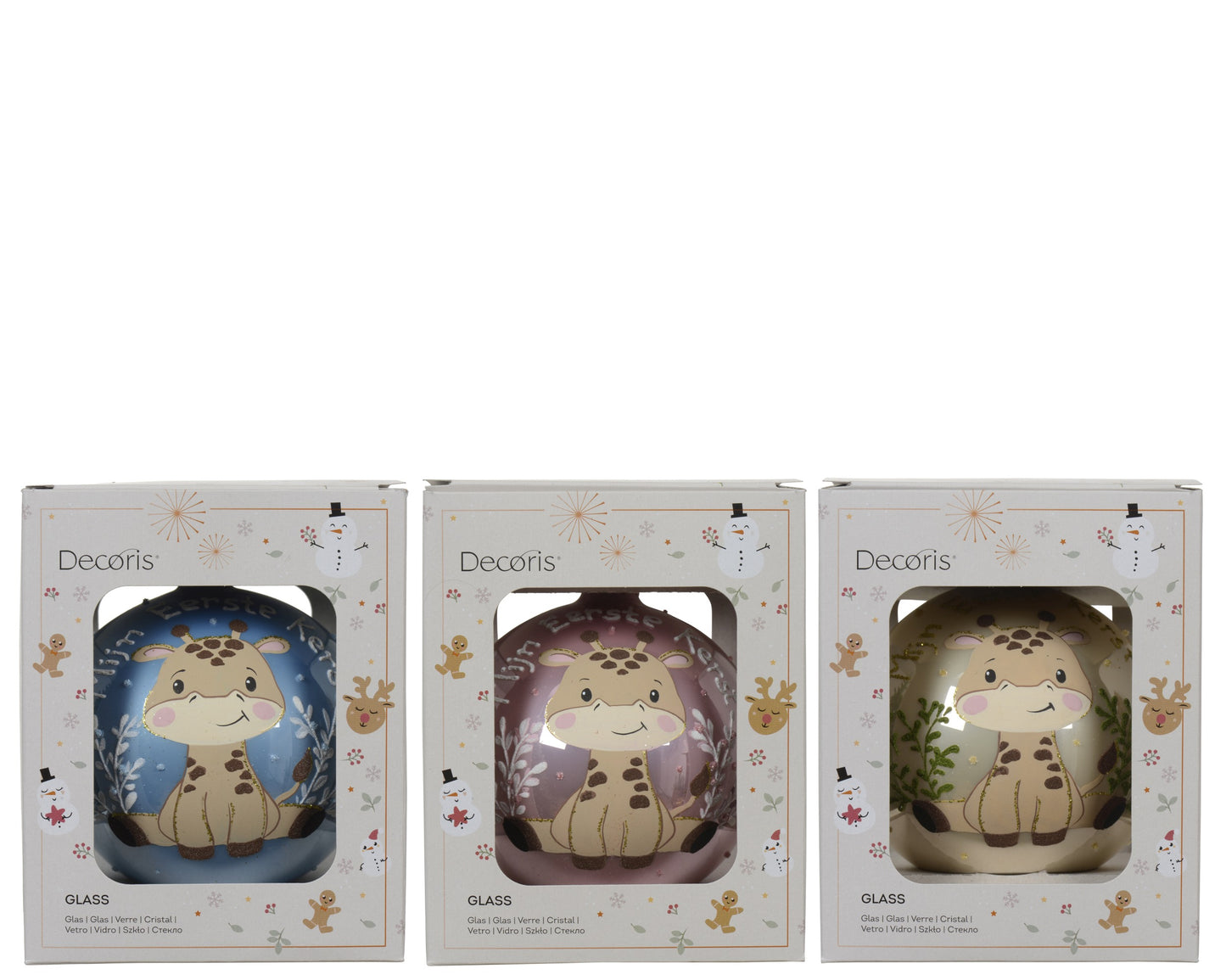 Glass Bauble Baby Ornament 3Asst