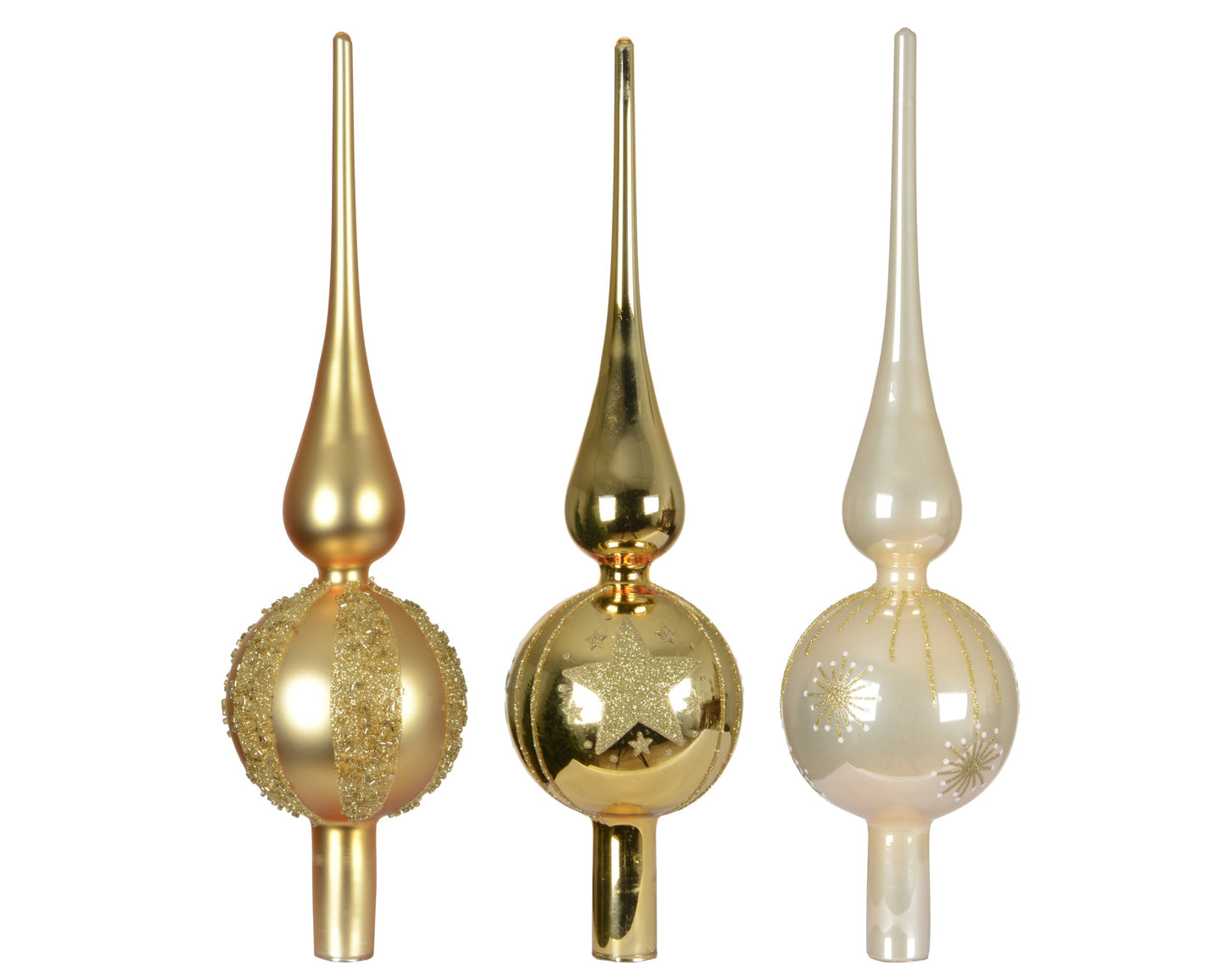 Glass Tree Topper 3Asst Gld
