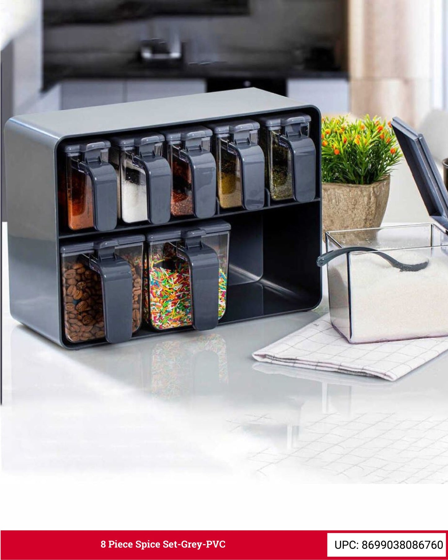 Spice Set 8pc Grey PVC