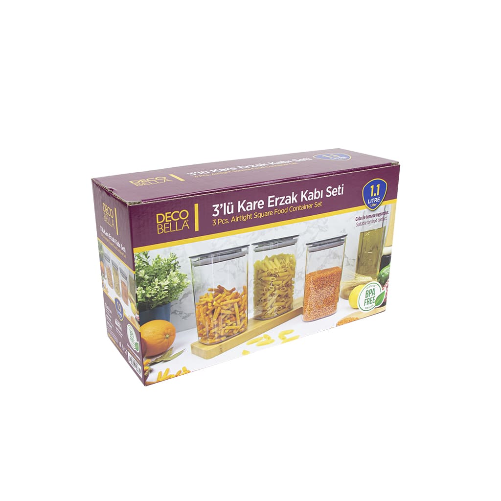 DB Sq Food Container 3pc 1.1lt