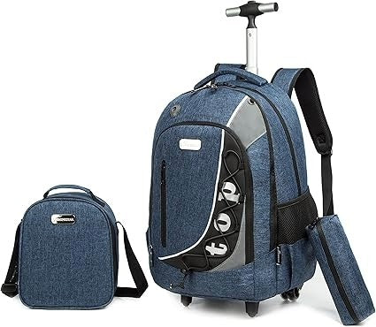 Top Denim Trolley Backpack 3pc Set