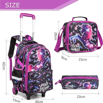 JS Detach Unicorn Trolley Bckpack 3pc