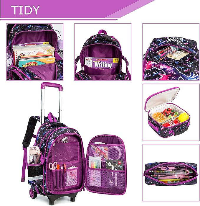 JS Detach Unicorn Trolley Bckpack 3pc