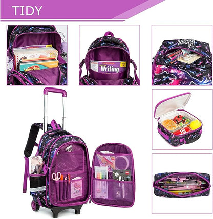 JS Detach Unicorn Trolley Bckpack 3pc