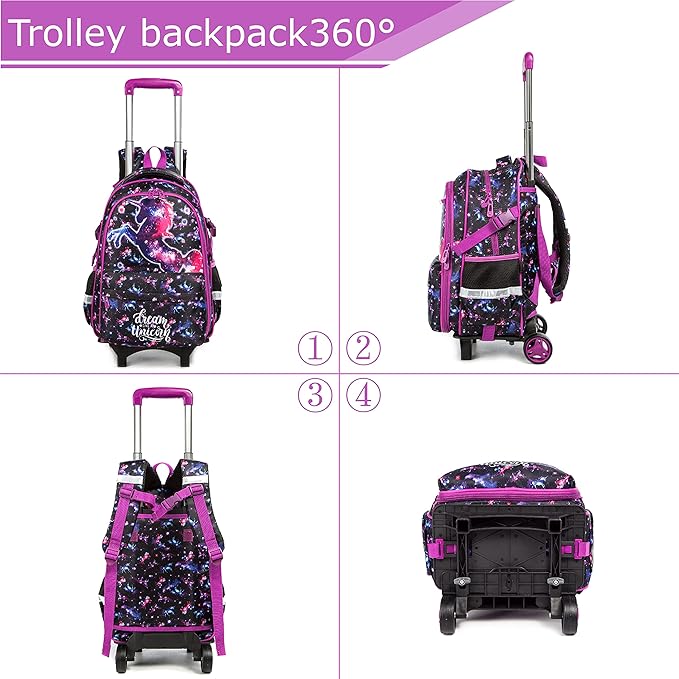 JS Detach Unicorn Trolley Bckpack 3pc