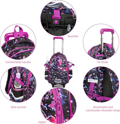 JS Detach Unicorn Trolley Bckpack 3pc