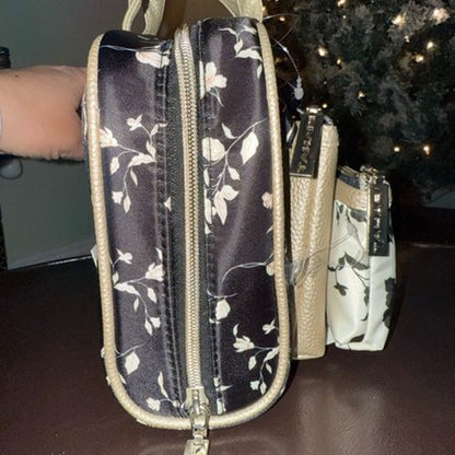 Satchel Pouch Set 3pc Blk Ivory