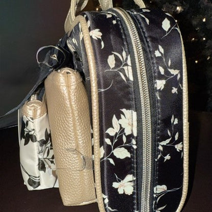 Satchel Pouch Set 3pc Blk Ivory