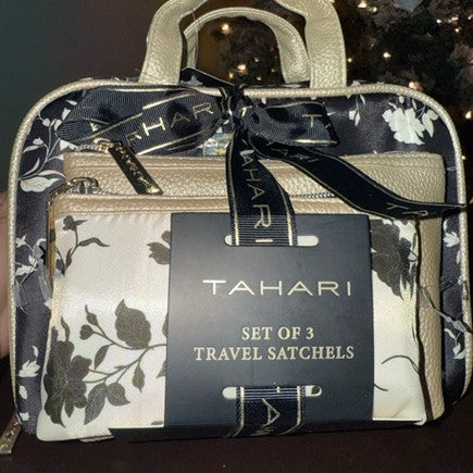 Satchel Pouch Set 3pc Blk Ivory