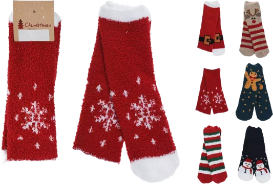 Christmas Fluffy Socks 6Asst