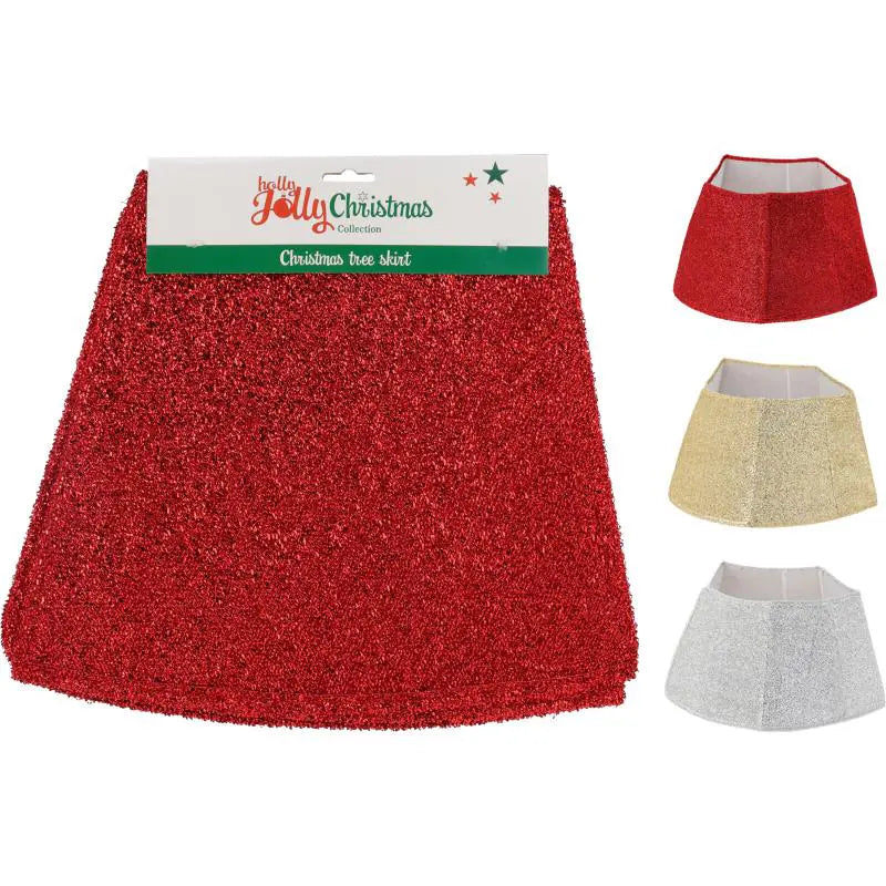 Christmas Glitter Tree Skirt 3Asst Col