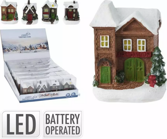 Cmas House LED Lgts 9cm B/O 4asst