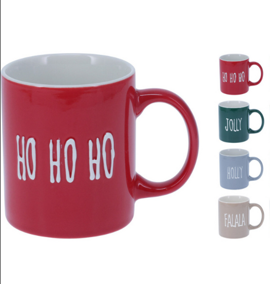 Christmas Greeting Ceramic Mug 340ml 4Asst