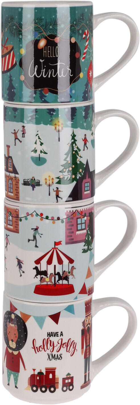 Porcelain Mug Set 265ml 4pc 2 Asst