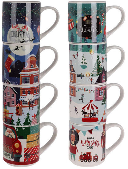 Porcelain Mug Set 265ml 4pc 2 Asst