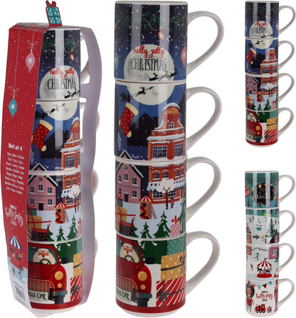 Porcelain Mug Set 265ml 4pc 2 Asst