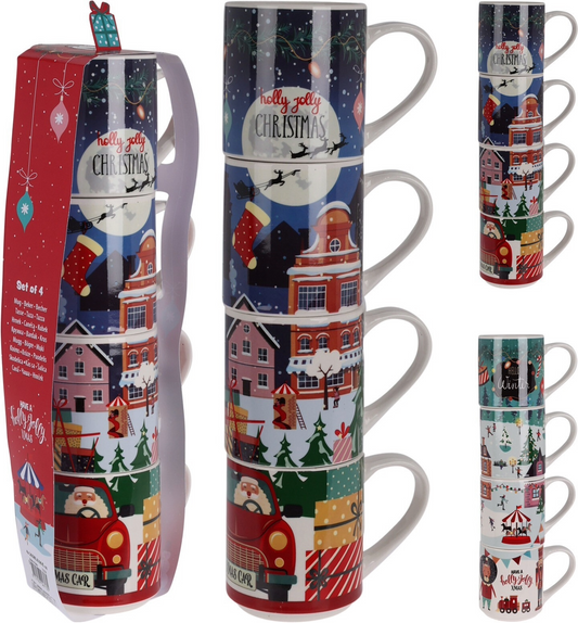 Porcelain Mug Set 265ml 4pc 2 Asst
