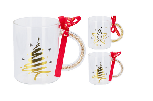 Christmas Glass Mug 2Asst