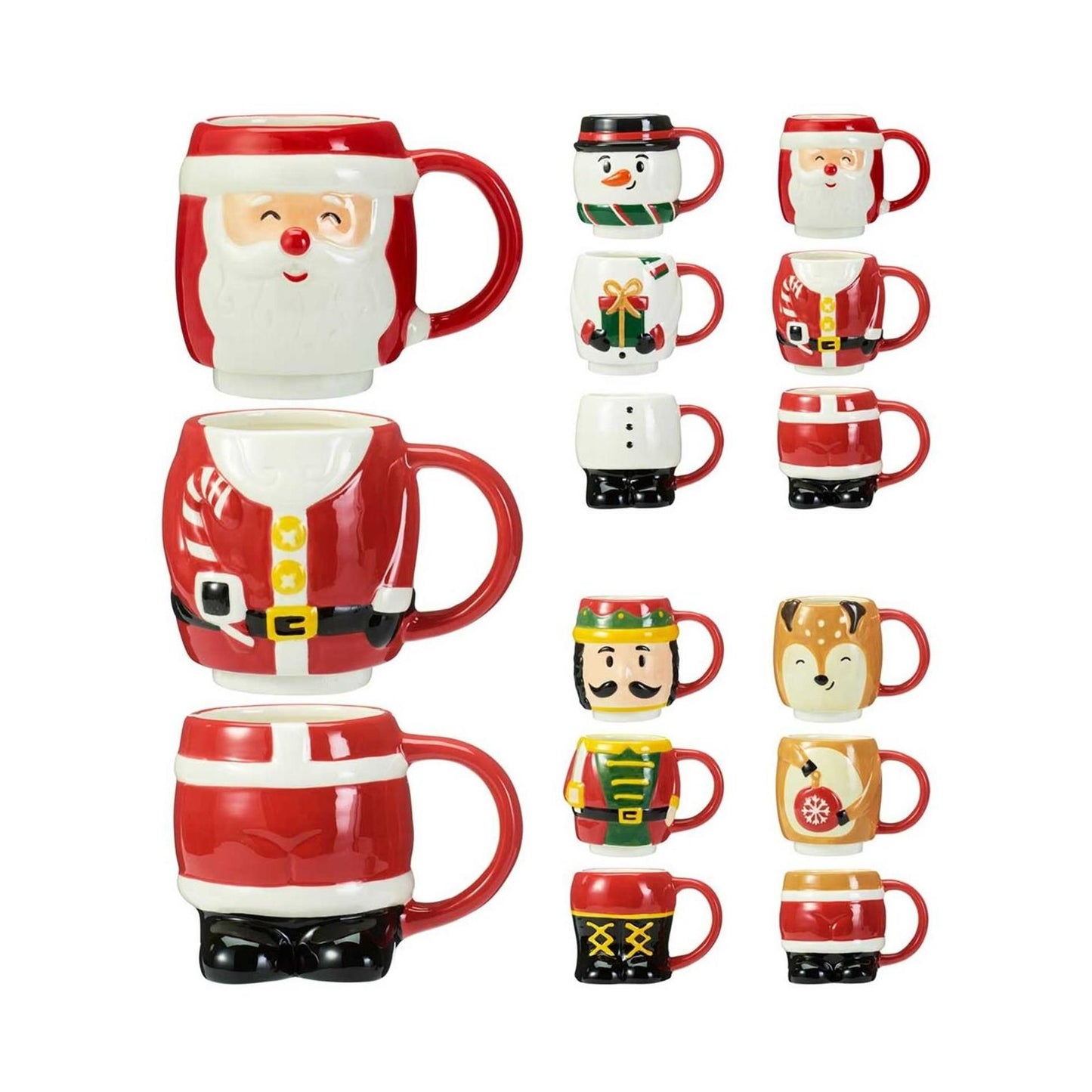 Merry Christmas Mug Set 3pc 4 Asst