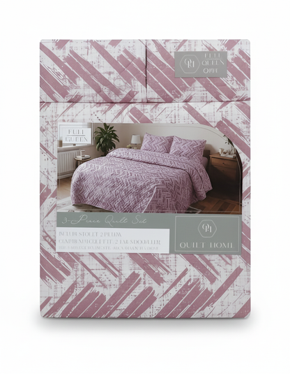 Quilt Set 3pc Full/Qn Printed 6Asst