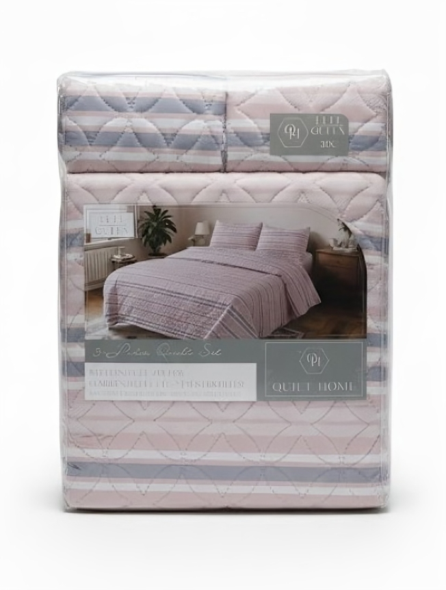 Quilt Set 3pc Full/Qn Printed 6Asst