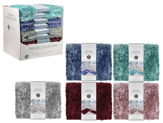 Chenille Bath Mats 2pc 5asst